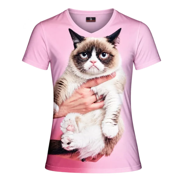 Grumpycat roze tshirt