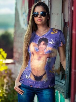 festivalshirt met prince in het paars en half naakt