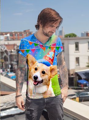 shirt voor iedereen die een verjaardag heeft en een lekker fout shirt wil met een corgi erop. foute verjaardagshirts zijn tof