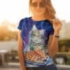 Pizza kat DJ festivalshirt foute kleding