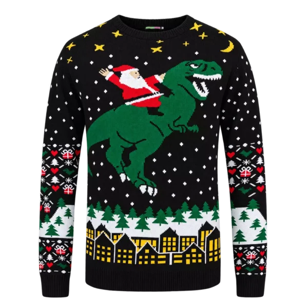 Kerstman op een T-rex