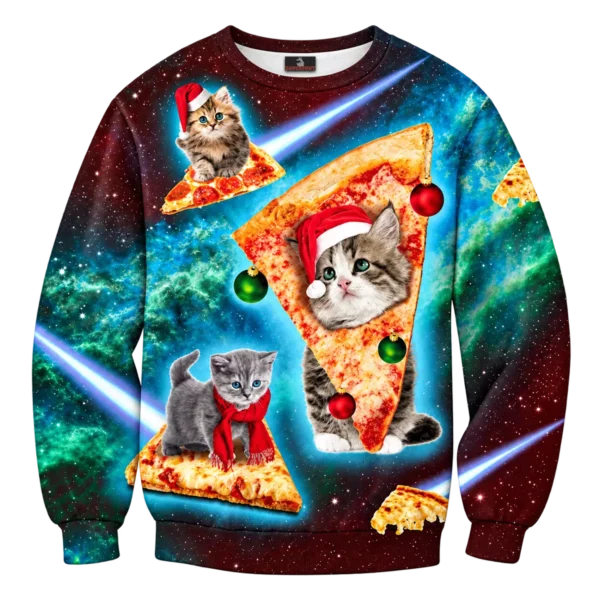 Pizza en poezen kersttrui
