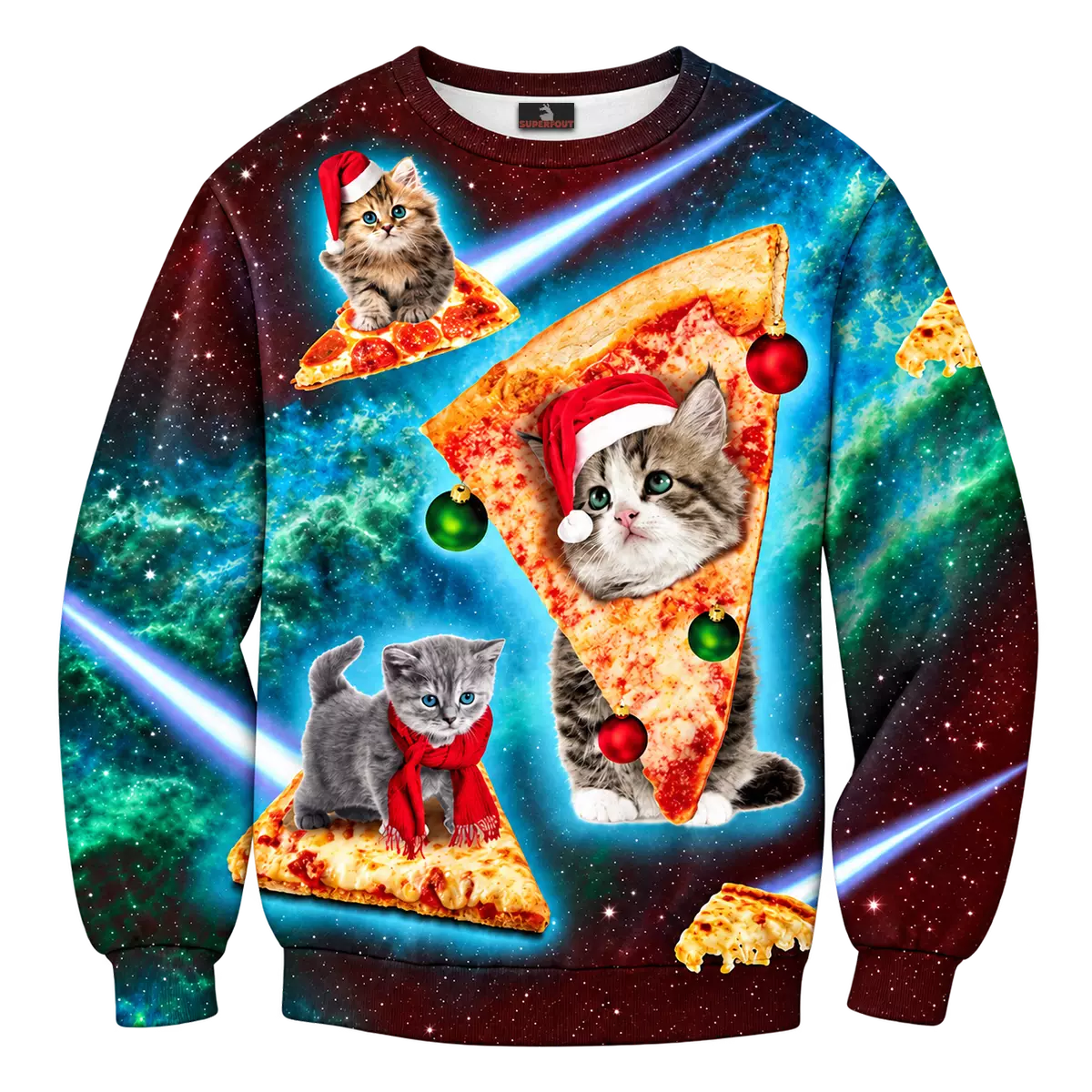 Pizza en poezen kersttrui