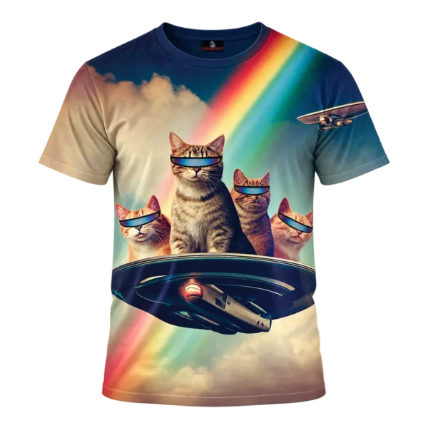 Space kitties op een UFO